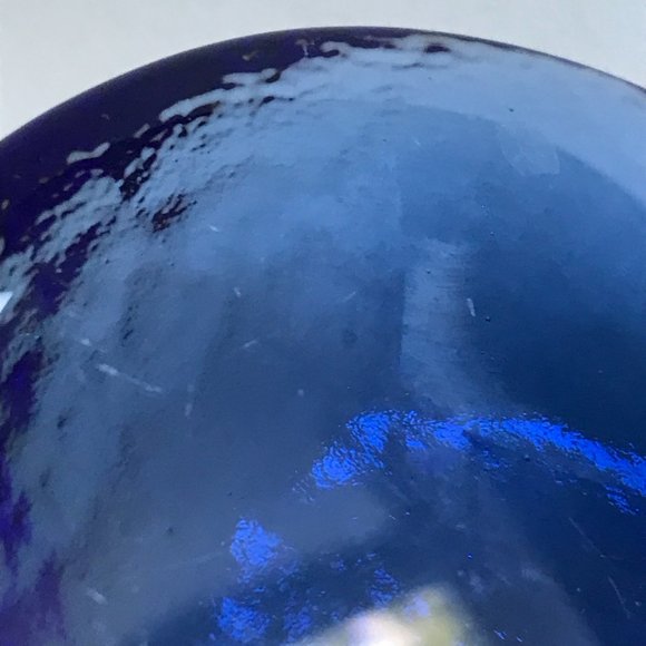 Fire & Light Cobalt Blue Recycled Textured Glass Candle Stand Disc Paperweight - Picture 5 of 6